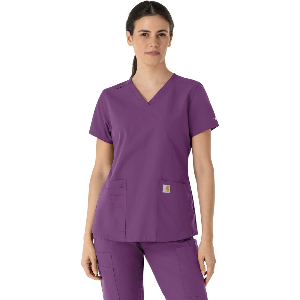 image:imageCarhartt Force Essentials Unisex VNeck 6Pocket Scrub TopEggplant