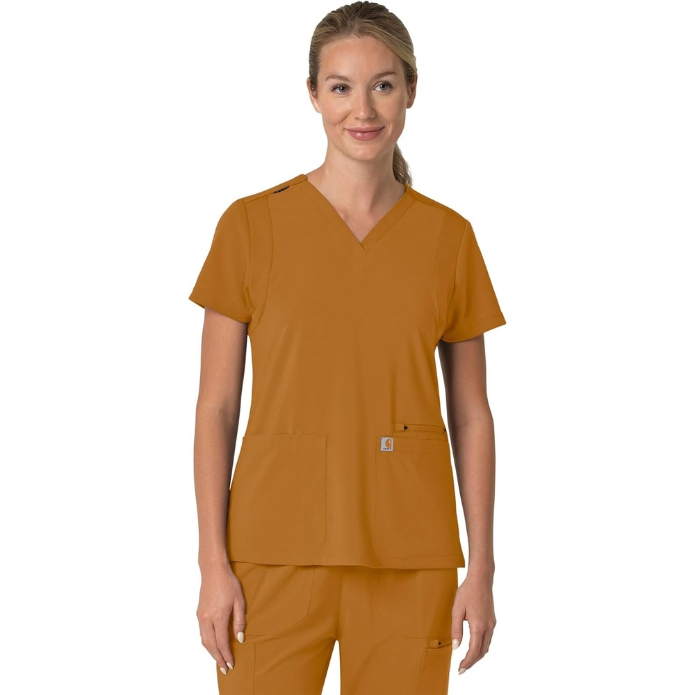 image:imageCarhartt Force Essentials Unisex VNeck 6Pocket Scrub TopFox Brown