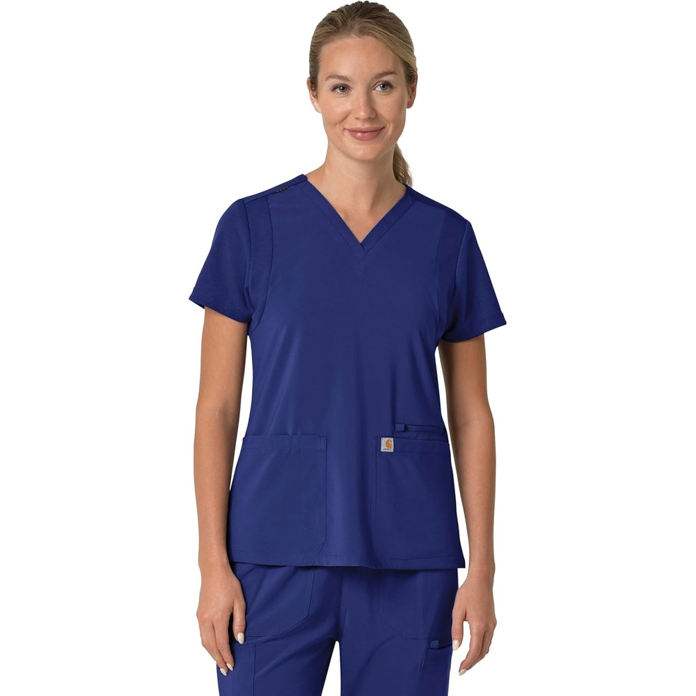 image:imageCarhartt Force Essentials Unisex VNeck 6Pocket Scrub TopGalaxy Blue