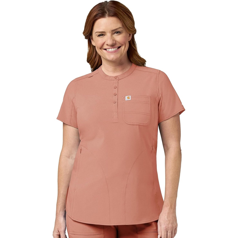 image:imageCarhartt Force Essentials Unisex VNeck 6Pocket Scrub TopMauve