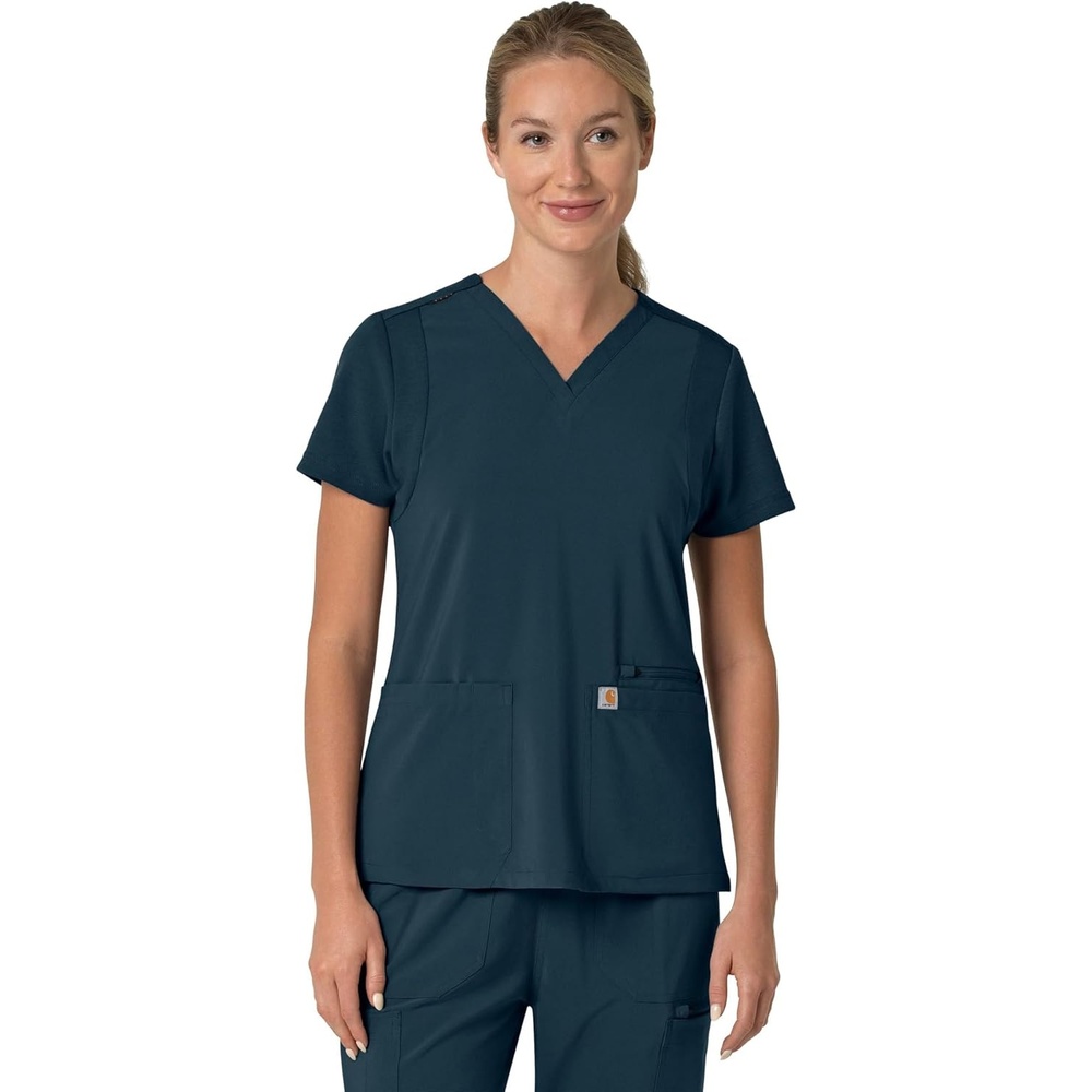 image:imageCarhartt Force Essentials Unisex VNeck 6Pocket Scrub TopNavy
