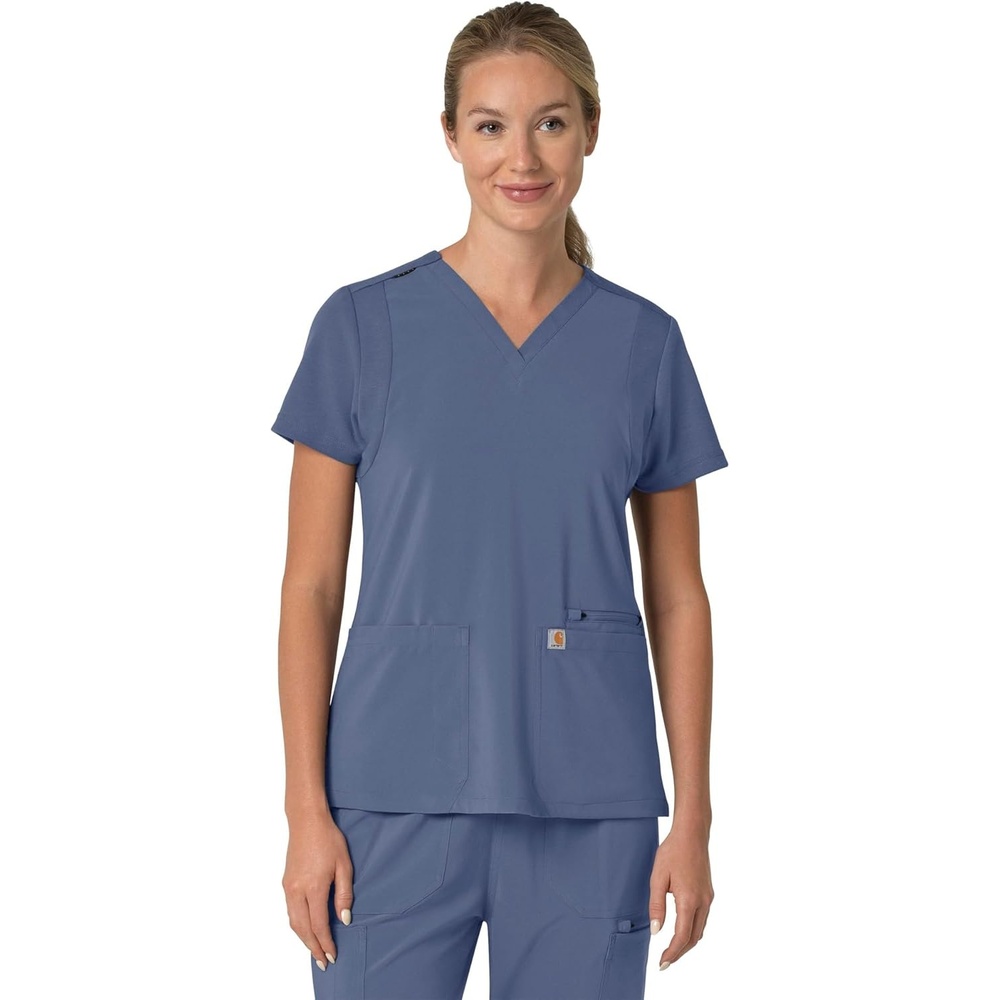 image:imageCarhartt Force Essentials Unisex VNeck 6Pocket Scrub TopRiverside