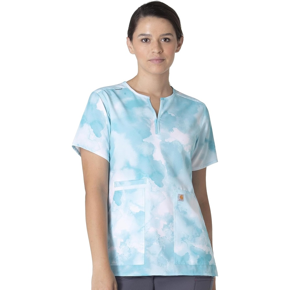 image:imageCarhartt Force Essentials Unisex VNeck 6Pocket Scrub TopWatercolor Sea