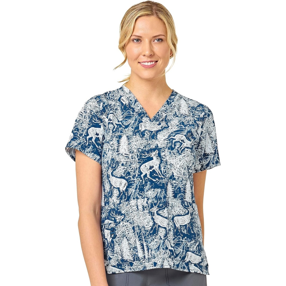 image:imageCarhartt Force Essentials Unisex VNeck 6Pocket Scrub TopWinter Woodland