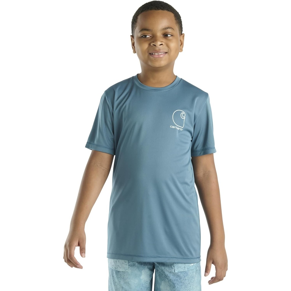 image:imageCarhartt Kids CA6696 ShortSleeve Force Sun Defender TShirt BoysDark Teal Blue