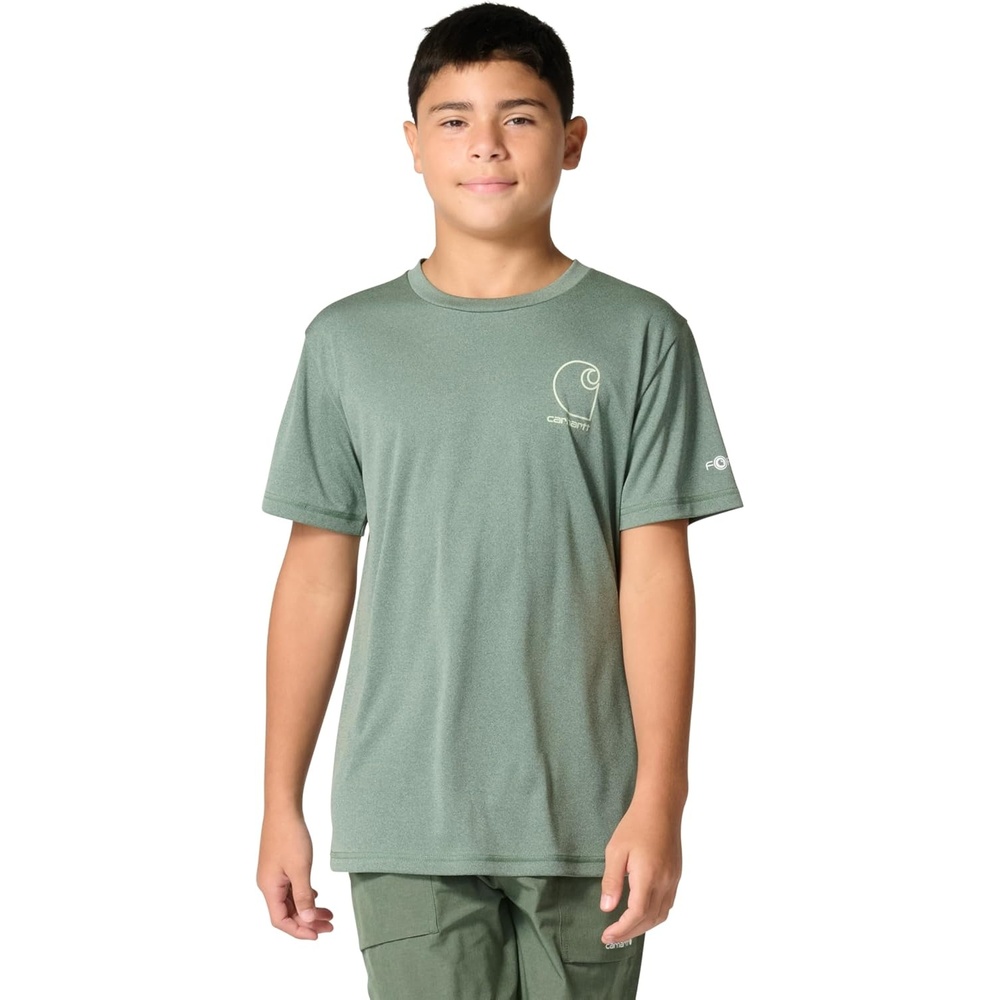 image:imageCarhartt Kids CA6696 ShortSleeve Force Sun Defender TShirt BoysLaurel Wreath Heather