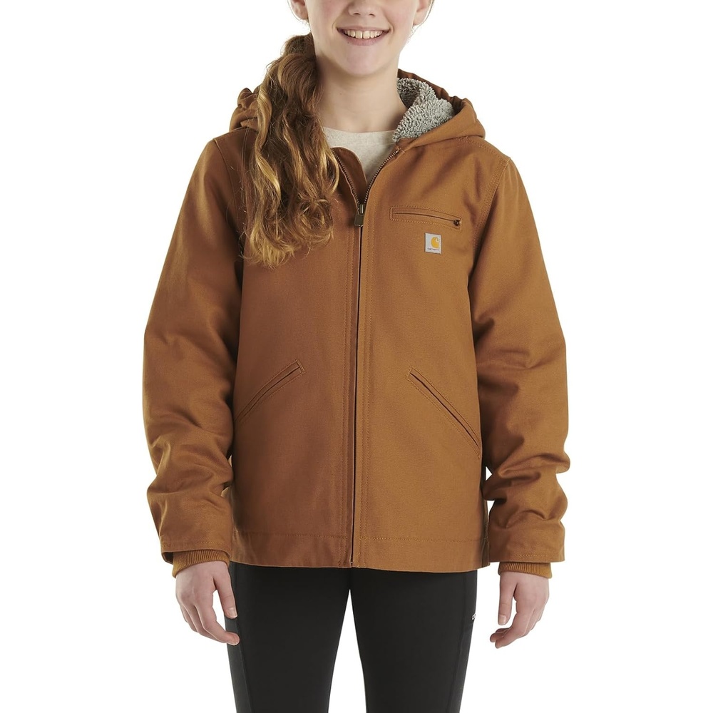 image:imageCarhartt Kids CP9547 Canvas Insulated Hooded Jacket GirlsCarhartt Brown