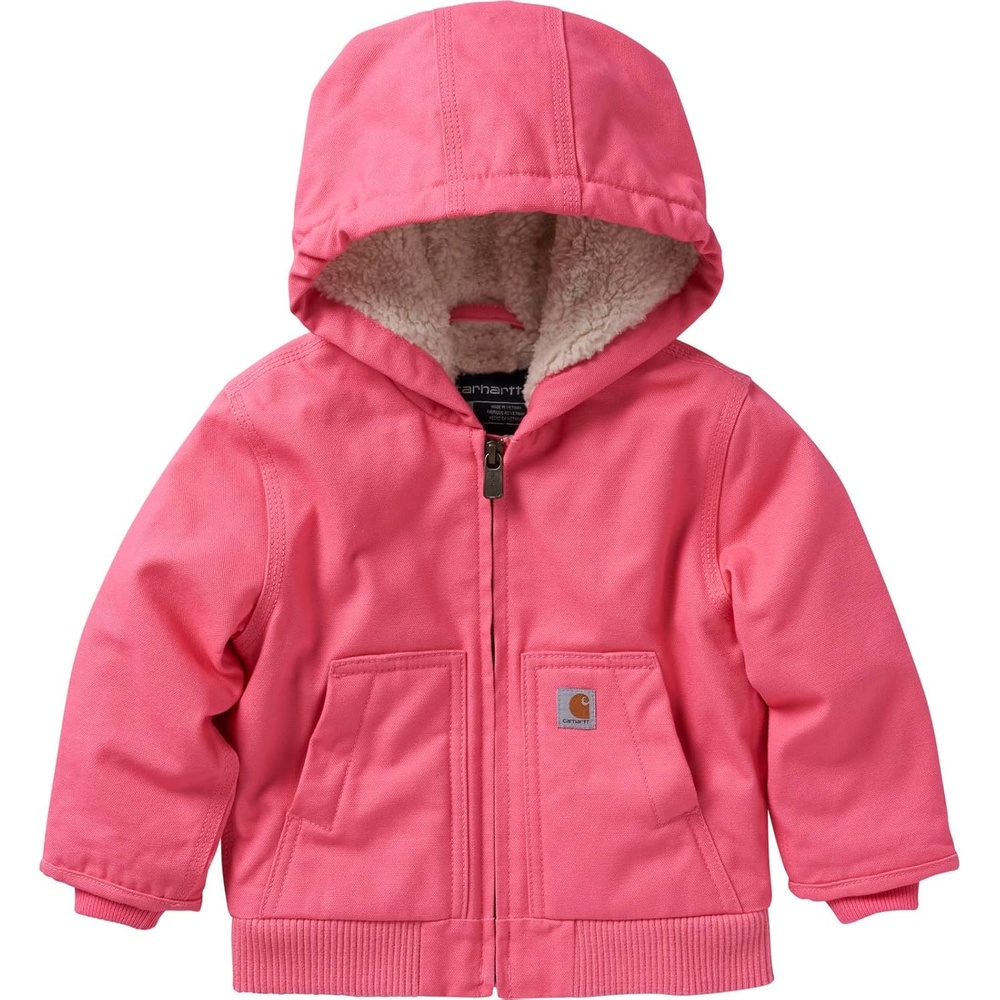 image:imageCarhartt Kids CP9566 Canvas Insulated Hooded Active Jac GirlsPink Lemonade