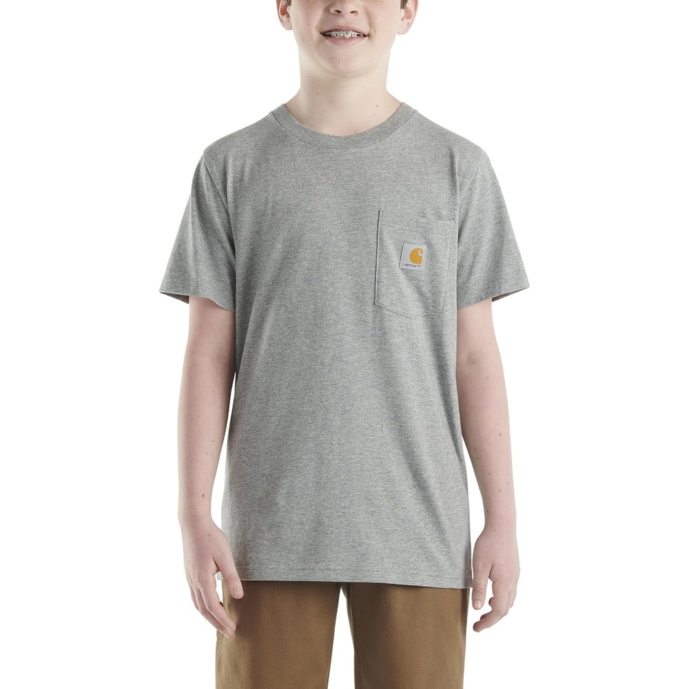 image:imageCarhartt Kids Short Sleeve Pocket TShirt Tee ShirtCharcoal Heather Grey
