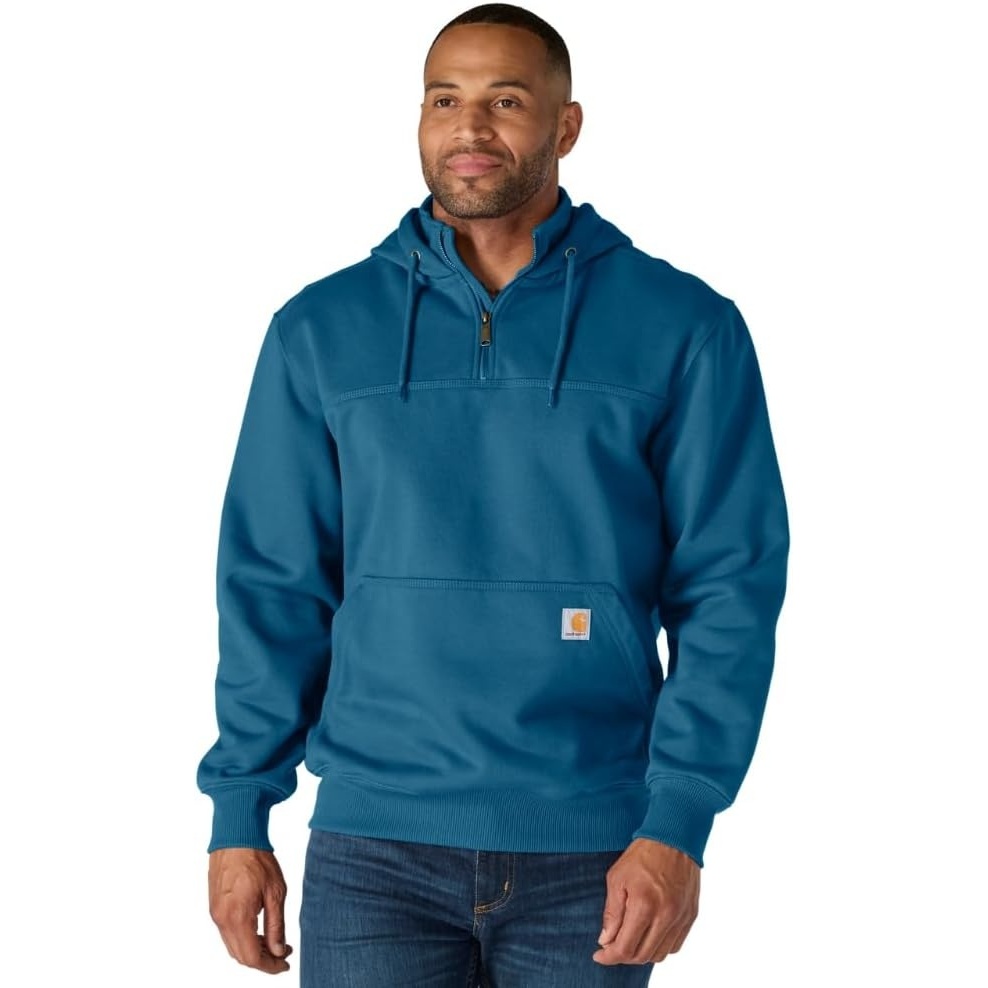 image:imageCarhartt Mens Paxton 14Zip SweatshirtDark Tranquil Blue Heather