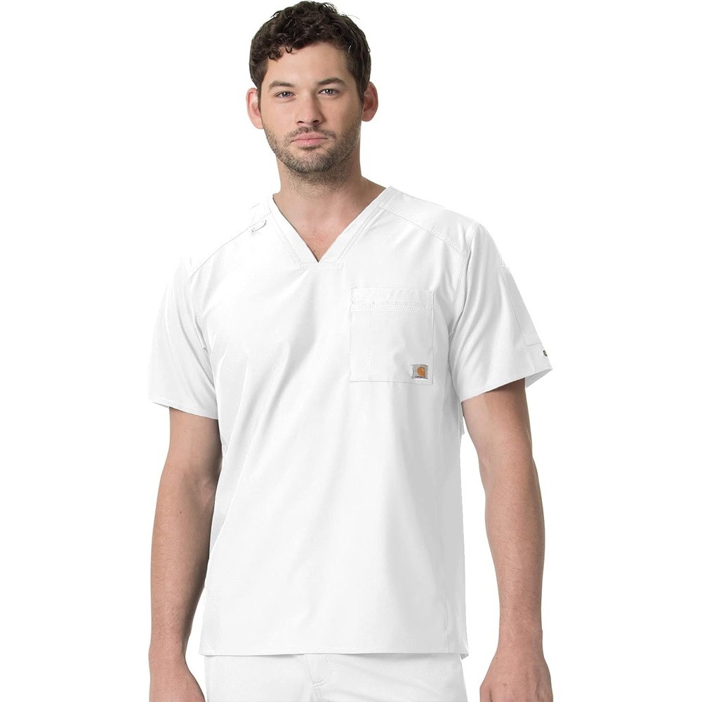 image:imageCarhartt Scrubs C16113 Force Modern Fit VNeck TopWhite