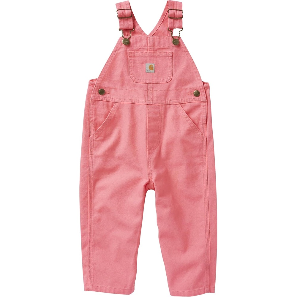 image:imageCarhartt Toddler Girls Unlined Canvas Bib Overalls Pink Lemonade 3T