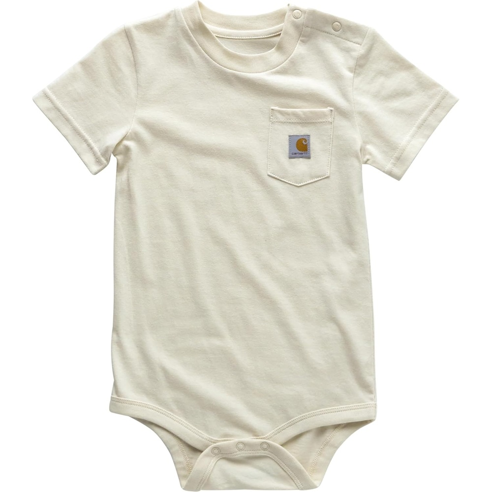 image:imageCarhartt Unisex Baby Shortsleeve Bodysuit Pocket TshirtTurtledove Beige