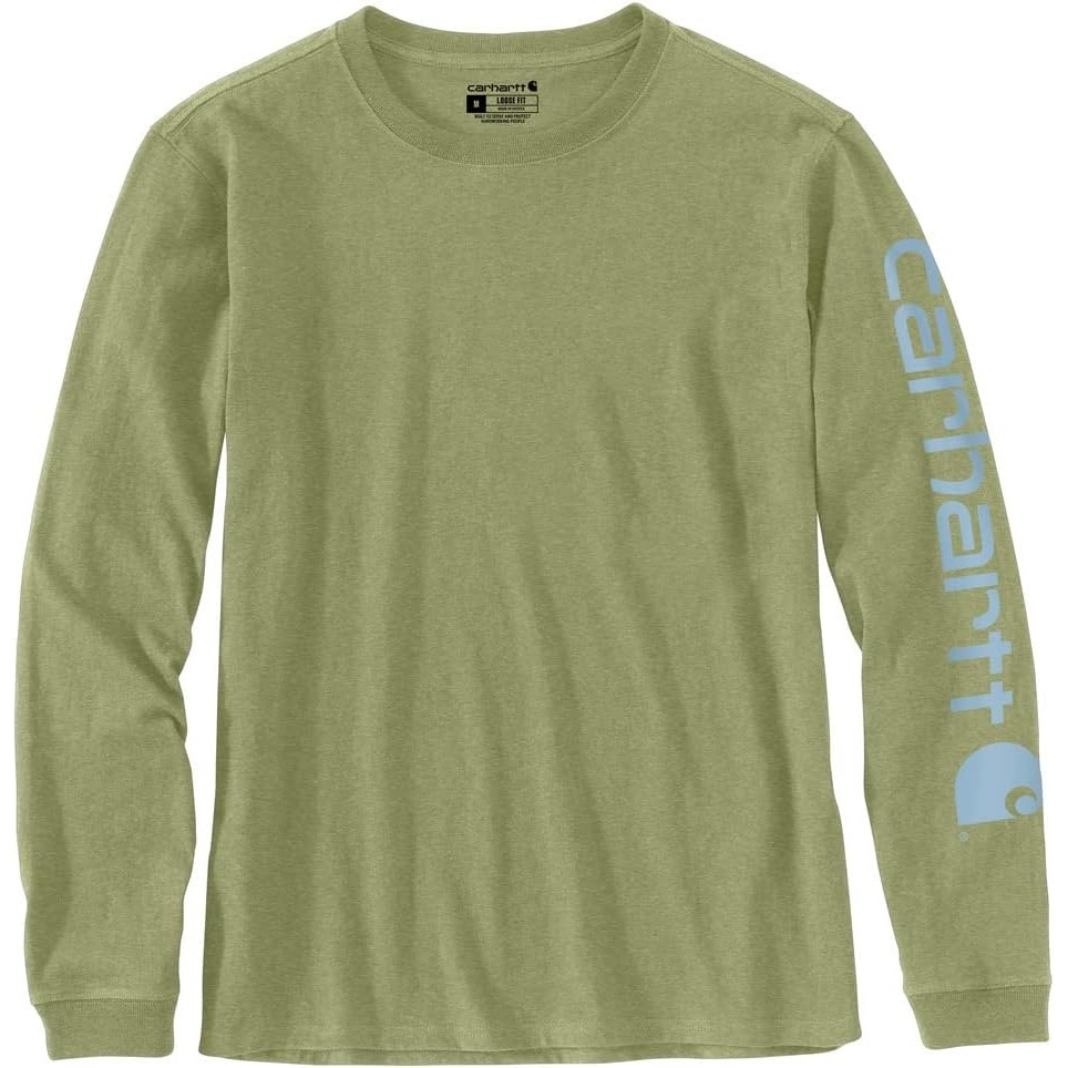 image:imageCarhartt Womens Dearborn Loose LS Logo TShirtGreen Olive Heather