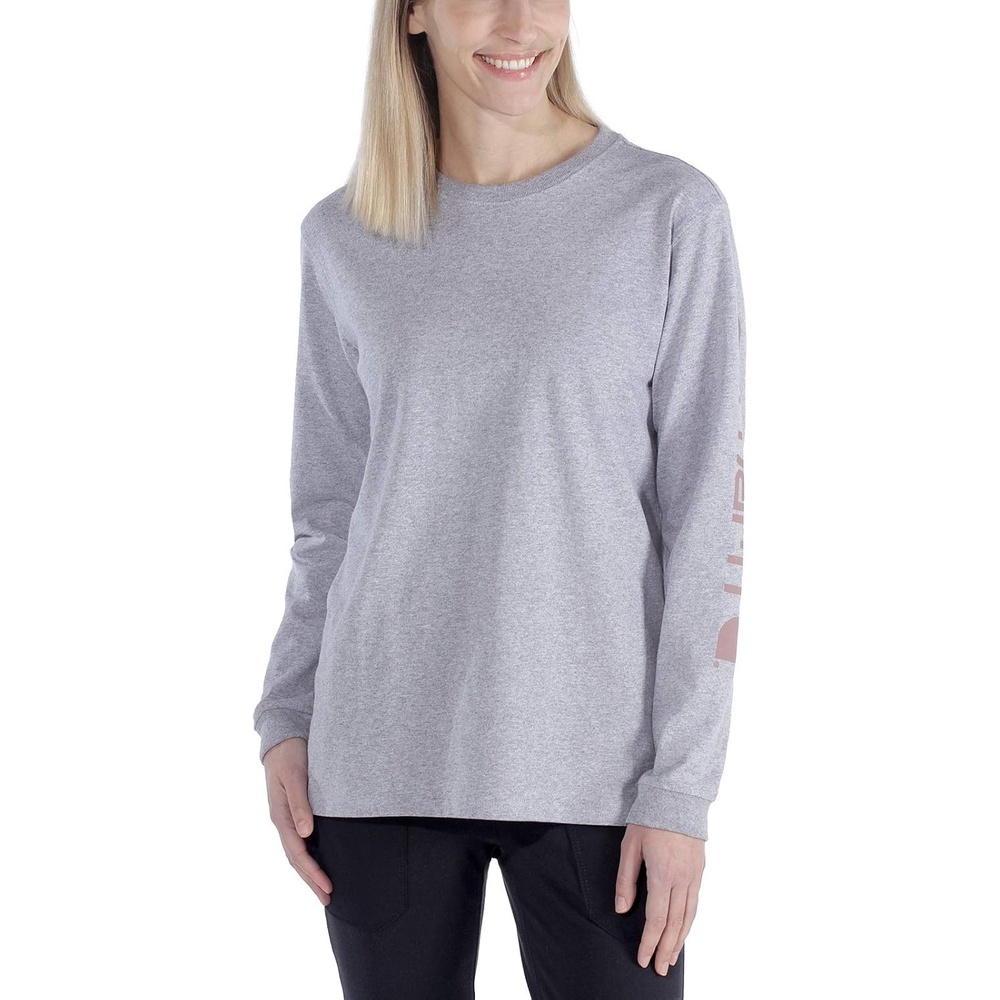 image:imageCarhartt Womens Dearborn Loose LS Logo TShirtHeather Gray