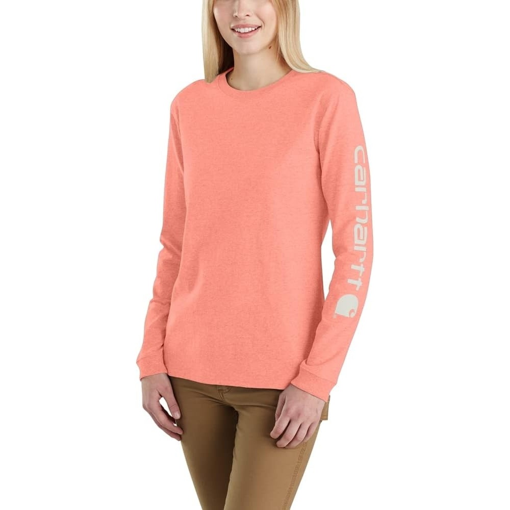 image:imageCarhartt Womens Dearborn Loose LS Logo TShirtHibiscus Heather