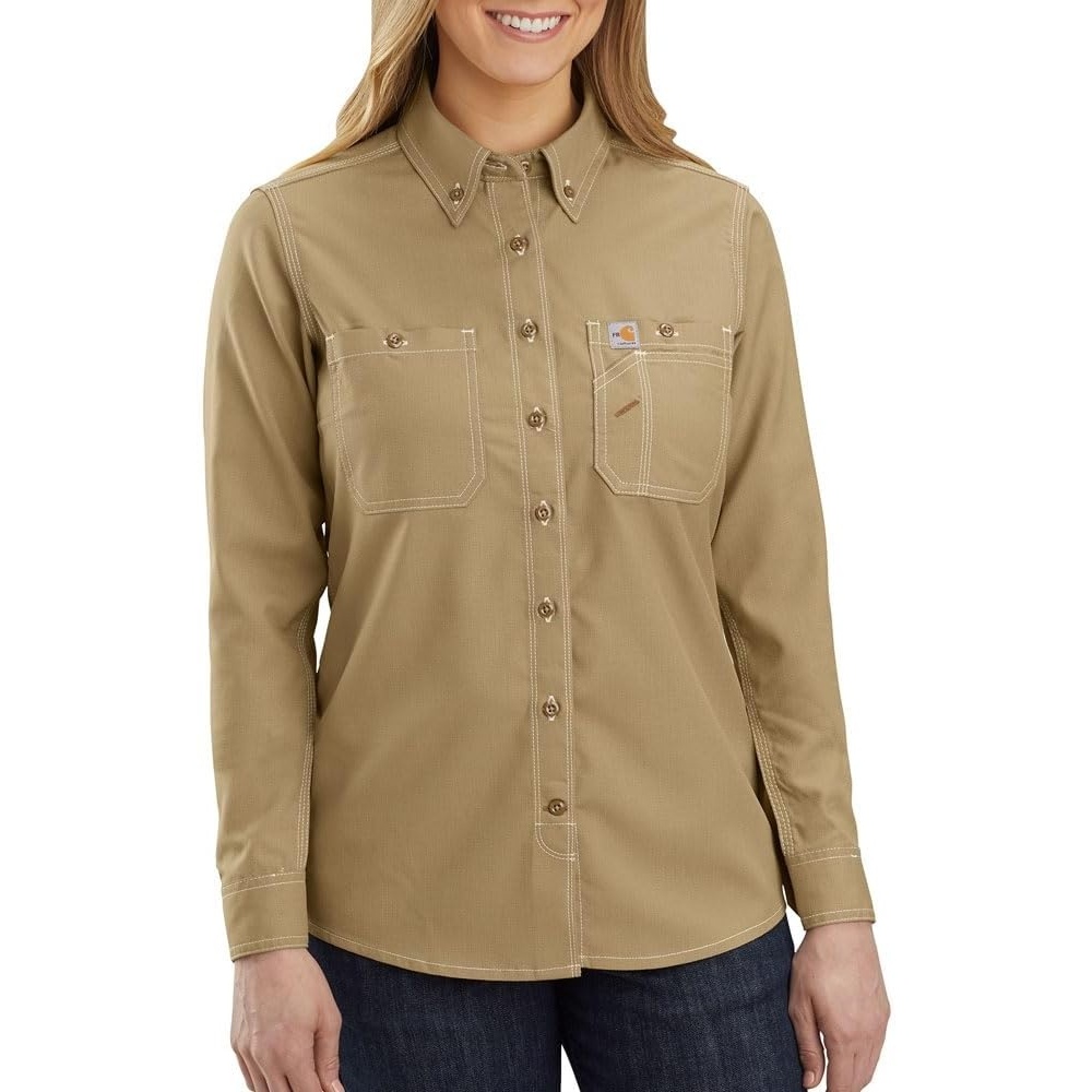 image:imageCarhartt Womens FR Force Sun Defender LS ShirtDark Khaki