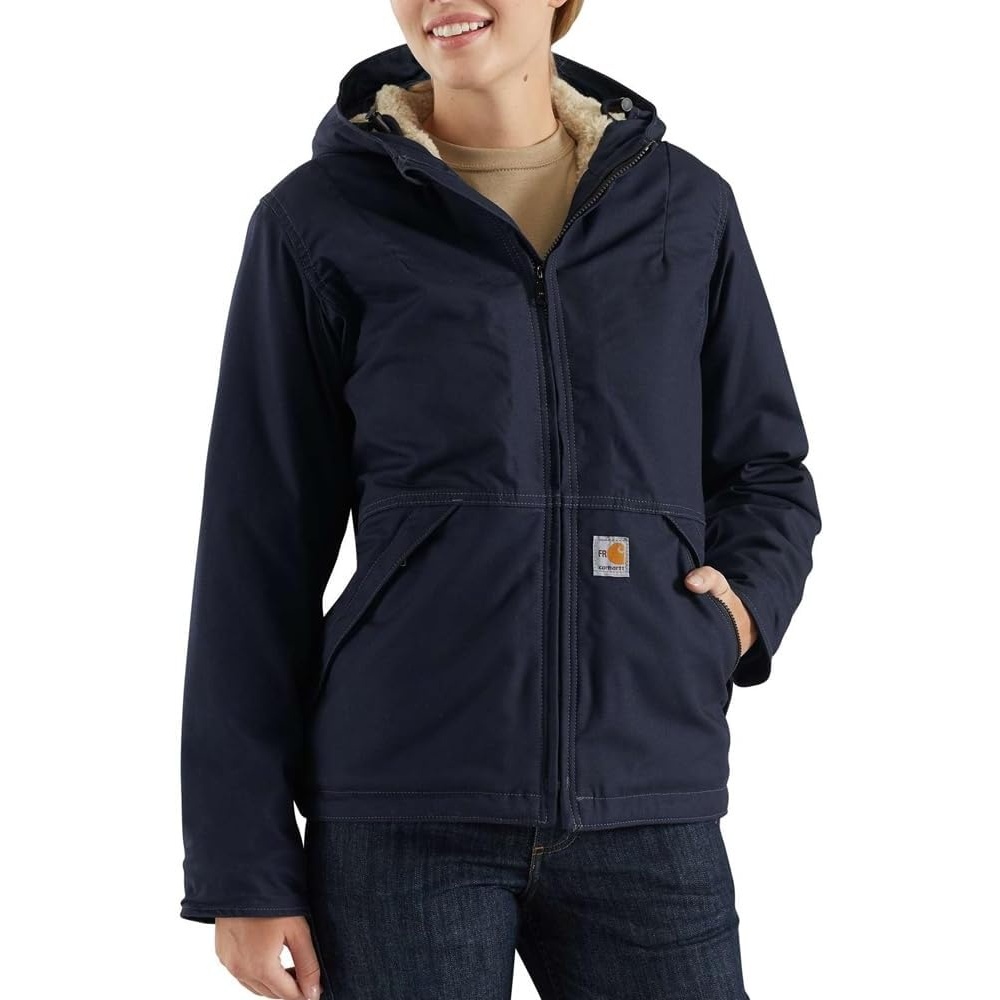 image:imageCarhartt Womens FlameResistant Full Swing Quick Duck SherpaLined JacketDark Navy