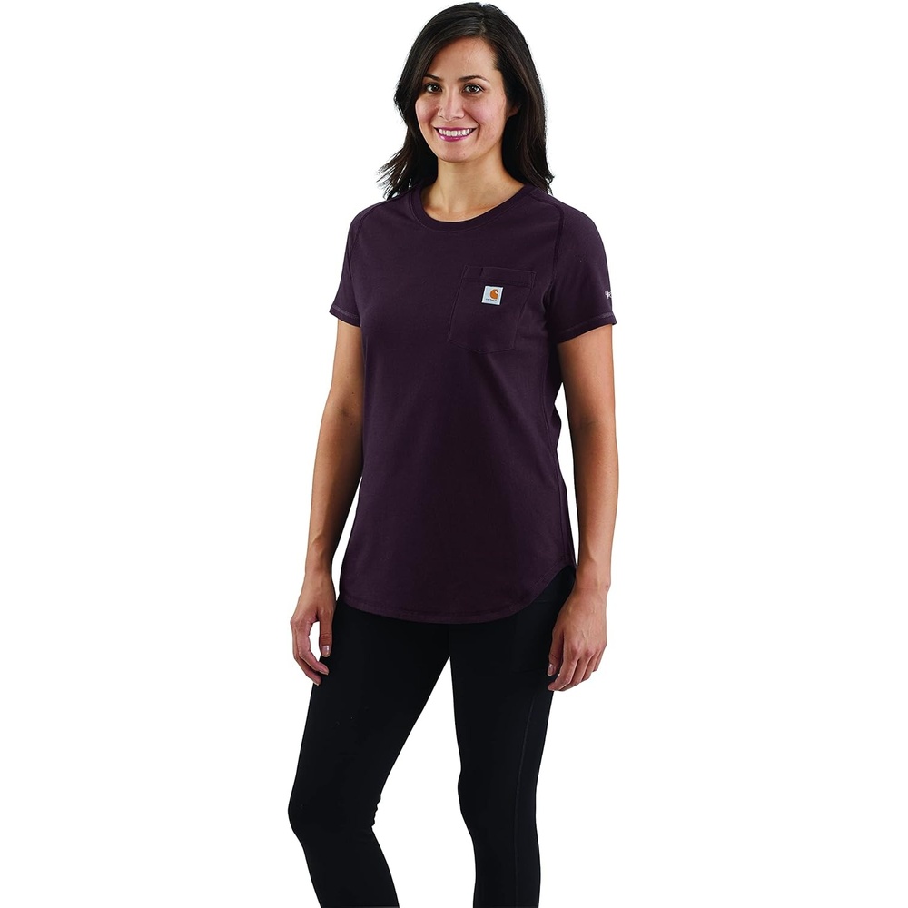 image:imageCarhartt Womens Force Relaxed Fit Midweight Pocket TShirt 105415Blackberry