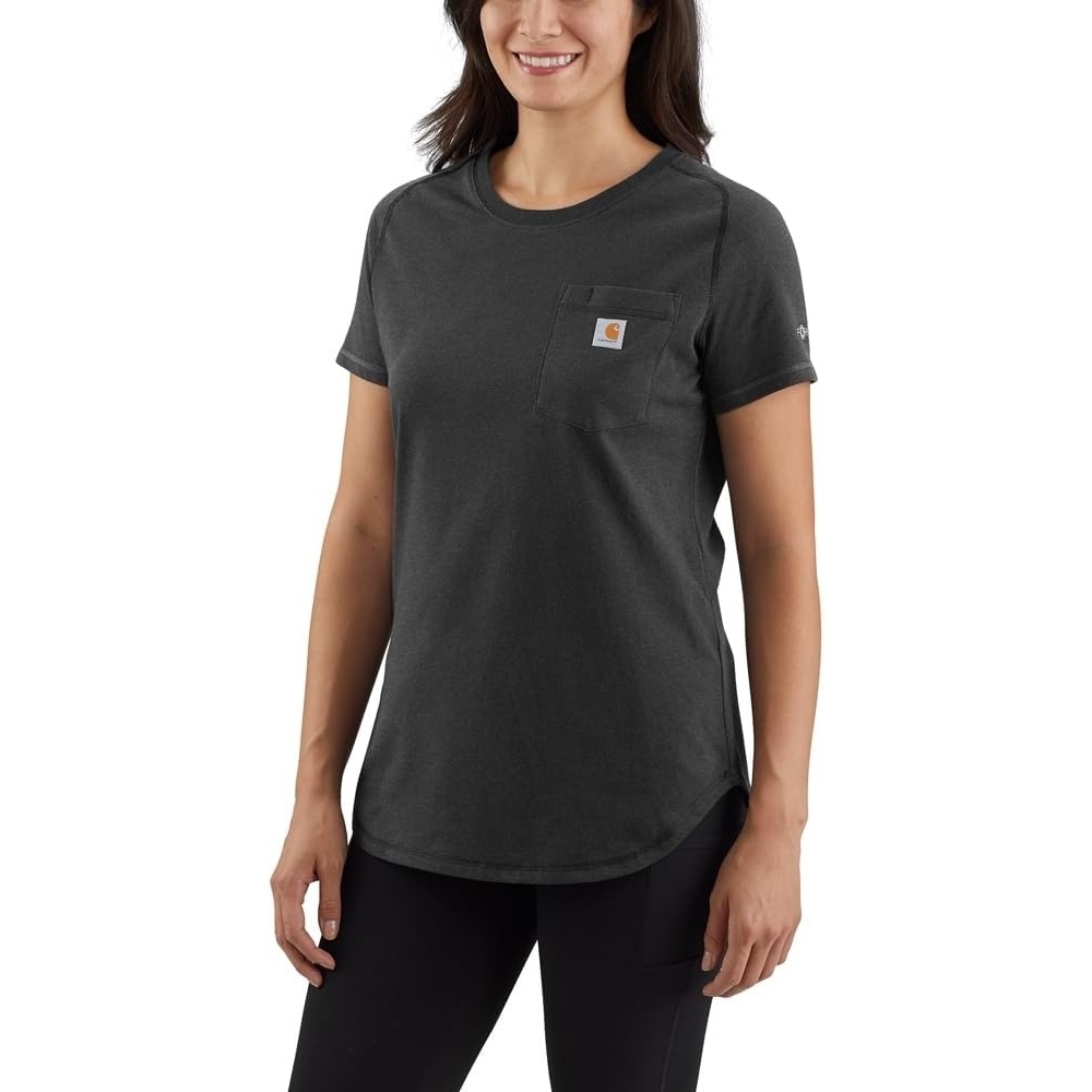 image:imageCarhartt Womens Force Relaxed Fit Midweight Pocket TShirt 105415Carbon Heather Closeout