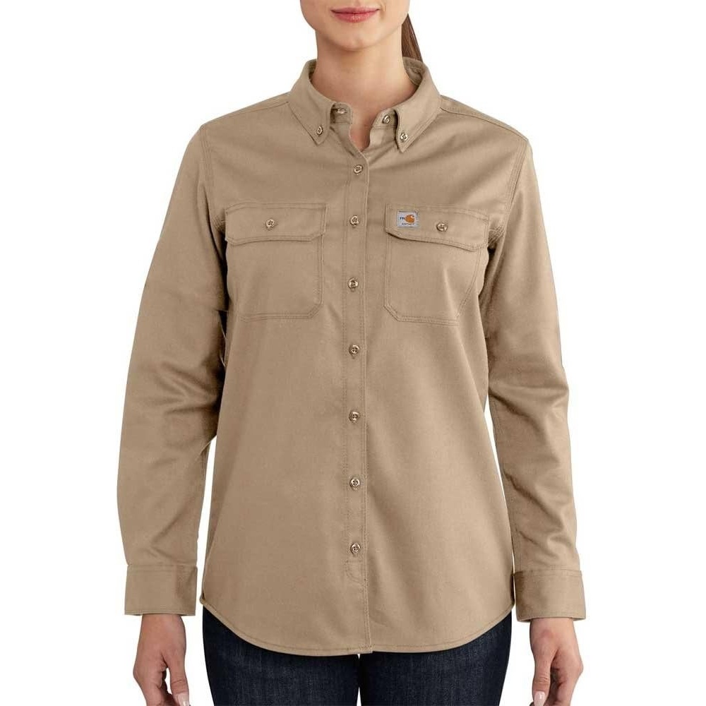 image:imageCarhartt Womens Womens FlameResistant Rugged Flex Twill ShirtKhaki