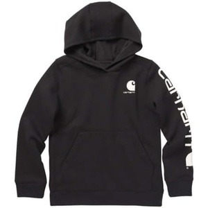 Carhartt Big Boys’ Long-Sleeve Hooded Graphic Sweatshirt, Caviar Black, Youth Medium 10/12