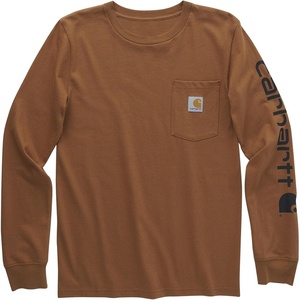 Carhartt Boys Long-Sleeve Logo Sleeve Pocket T-Shirt(Carhartt Brown)