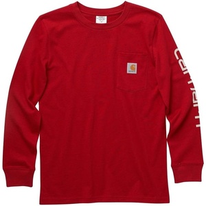 Carhartt Boys Long-Sleeve Logo Sleeve Pocket T-Shirt(Chili Pepper)