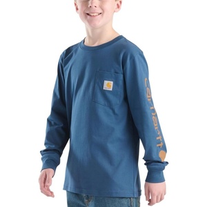 Carhartt Boys Long-Sleeve Logo Sleeve Pocket T-Shirt(Dark Denim)