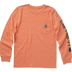 Carhartt Boys Long-Sleeve Logo Sleeve Pocket T-Shirt(Exotic Orange Heather)