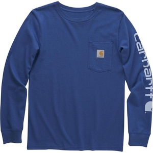 Carhartt Boys Long-Sleeve Logo Sleeve Pocket T-Shirt(Galaxy Blue)