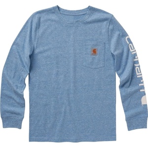 Carhartt Boys Long-Sleeve Logo Sleeve Pocket T-Shirt(Imperial Blue Heather)