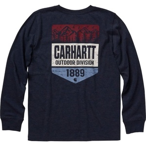 Carhartt Boys Long-Sleeve Logo Sleeve Pocket T-Shirt(Navy Blazer Heather)