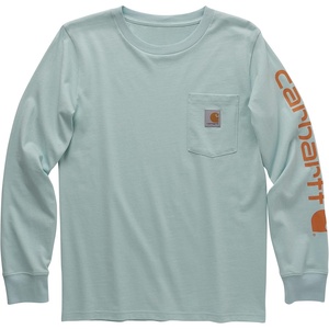 Carhartt Boys Long-Sleeve Logo Sleeve Pocket T-Shirt(Pastel Turquoise)