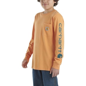 Carhartt Boys Long-Sleeve Logo Sleeve Pocket T-Shirt(Tangerine)