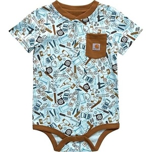Carhartt CA6642 Baby Boy’s Infant Newborn | Short-Sleeve Henley ‘Tools’ Bodysuit