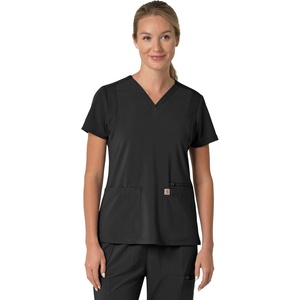 Carhartt Force Essentials Unisex V-Neck 6-Pocket Scrub Top(Black)