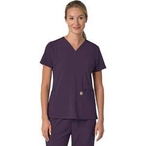 Carhartt Force Essentials Unisex V-Neck 6-Pocket Scrub Top(Black Plum)
