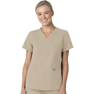Carhartt Force Essentials Unisex V-Neck 6-Pocket Scrub Top(Khaki)