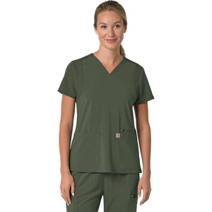 Carhartt Force Essentials Unisex V-Neck 6-Pocket Scrub Top(Olive)