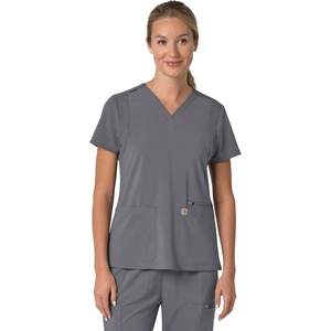 Carhartt Force Essentials Unisex V-Neck 6-Pocket Scrub Top(Pewter)