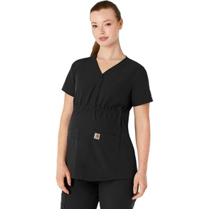 Carhartt Force Essentials Women’s Henley Maternity Scrub Top(Black)