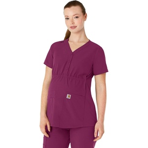 Carhartt Force Essentials Women’s Henley Maternity Scrub Top(Wine)