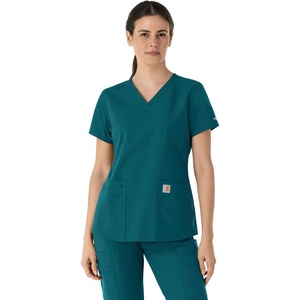 Carhartt Force Essentials Women’s V-Neck Scrub Top(Caribbean Blue)