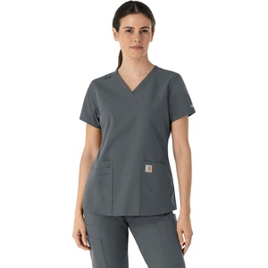 Carhartt Force Essentials Women’s V-Neck Scrub Top(Pewter)