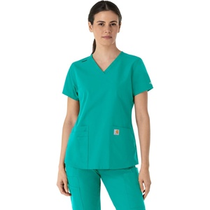 Carhartt Force Essentials Women’s V-Neck Scrub Top(Teal Blue)