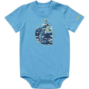 Carhartt Kid’s CA6647 Short-Sleeve Tools Bodysuit – Boys(Azure Blue Heather)