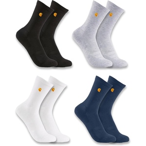 Carhartt Kids’ Midweight Embroidered Crew Sock 4 Pack, Assorted(Assorted 01)