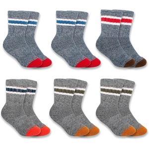 Carhartt Kid’s SC0146J Boy’s Midweight Camp Crew Sock 6-Pack(Blue)