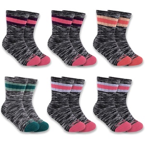 Carhartt Toddlers’ Midweight Camp Crew Sock 6 Pack(Pink)